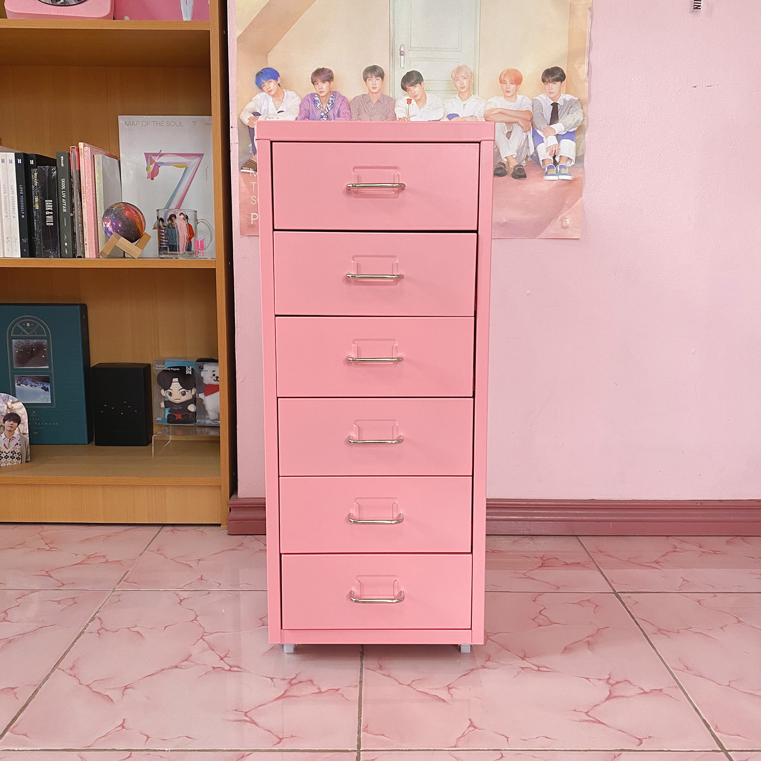 Kawaii pink metal drawer furniture