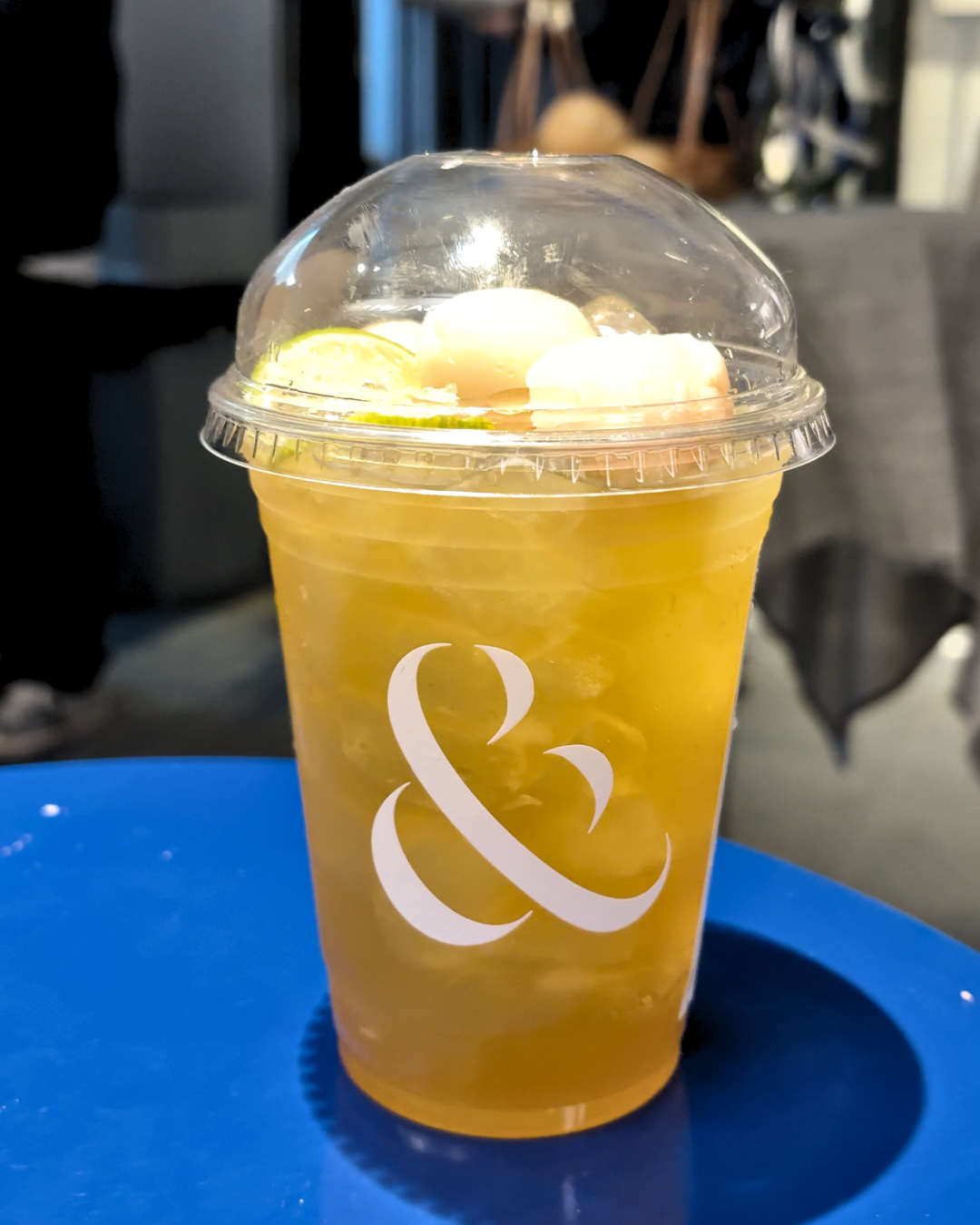 An iced lychee tea drink from the AndBanhMi menu in downtown Toronto